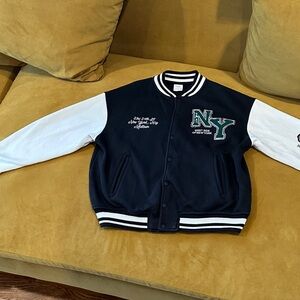 Varsity Blues is Wack- Let's Talk NY Bomber Jacket- Girks Sz11-12 By ZARA😏